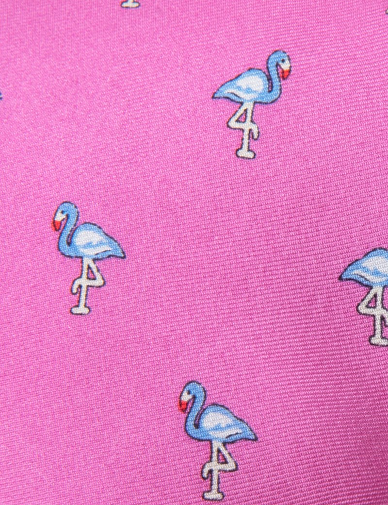 Men's Pink Flamingo Print Tie - 100% Silk | Hawes & Curtis