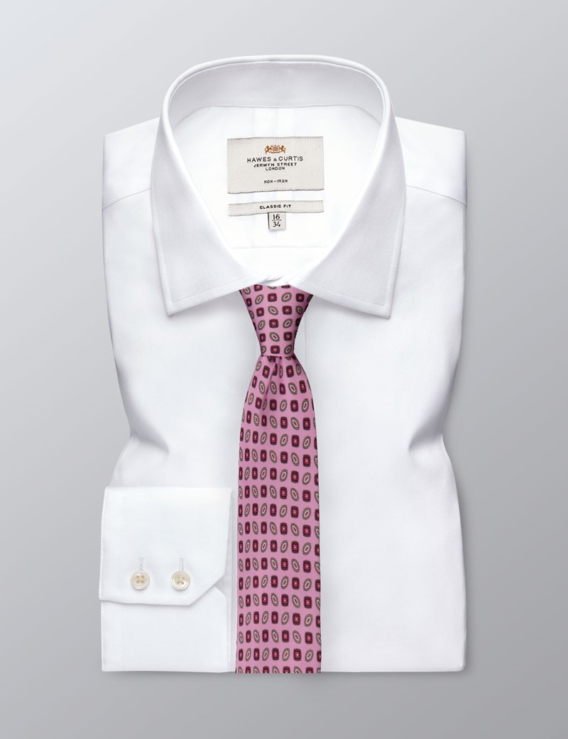 Men's Pink Geometric Tie - 100% Silk | Hawes & Curtis