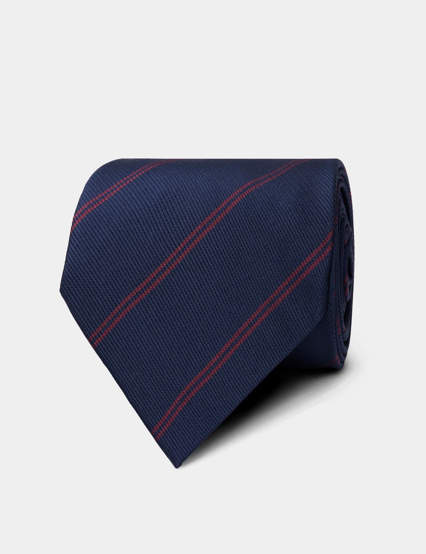 Hawes & Curtis Navy & Red Twin Stripe 1913 Tie | Navy/Red | Silk | Striped | Men's