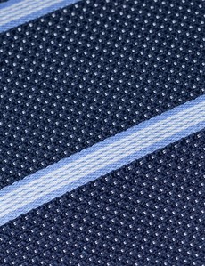 Men's Navy and Light Blue College Stripe Tie - 100% Silk