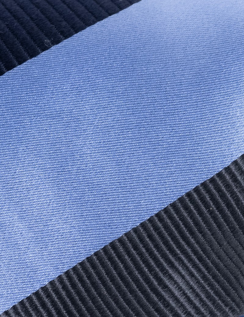 Men's Navy & Blue Stripe Tie - 100% Silk
