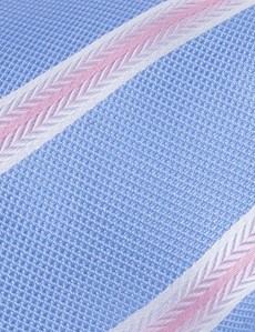 Men's Blue & Pink Wide Stripe Tie - 100% Silk