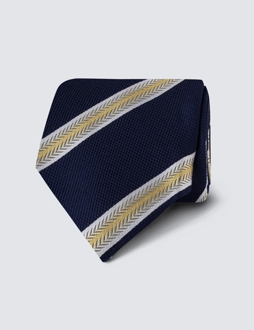 HAWES & CURTIS Men's Semi Plain Yellow Geometric Silk Classic Cut Tie NEW 