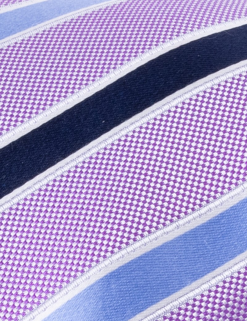 Krawatte – Seide – Standardbreite – lila College Streifen