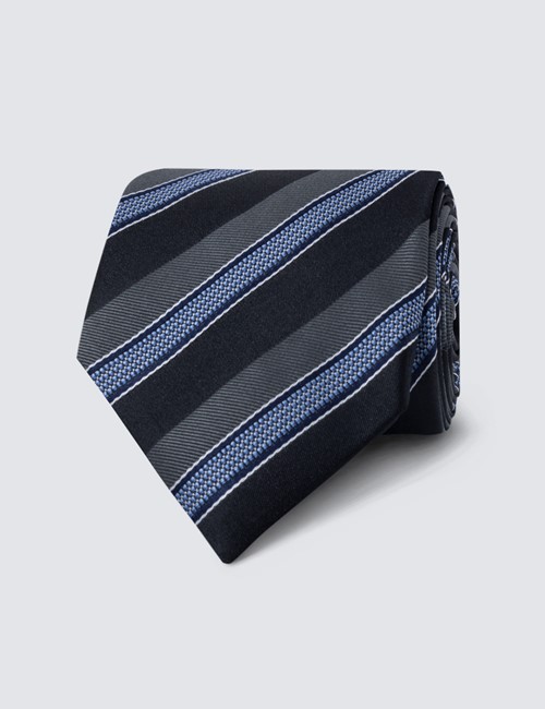 Men's Brown Stripe Tie - 100% Silk