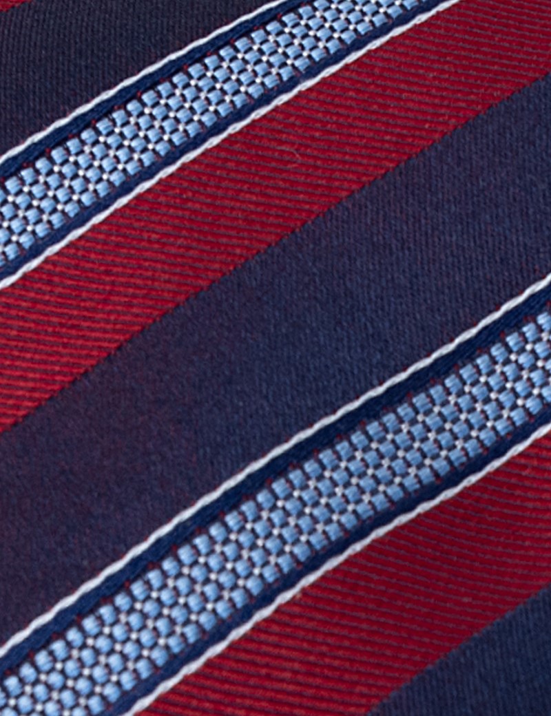 Krawatte – Seide – Standardbreite – navy dunkelrot College-Streifen
