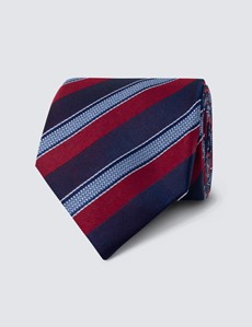 Krawatte – Seide – Standardbreite – navy dunkelrot College-Streifen