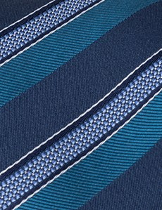 Krawatte – Seide – Standardbreite – navy blaugrün College-Streifen