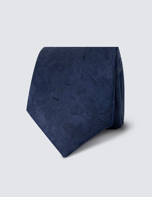 Krawatte – Seide – Standardbreite – blau Blumen