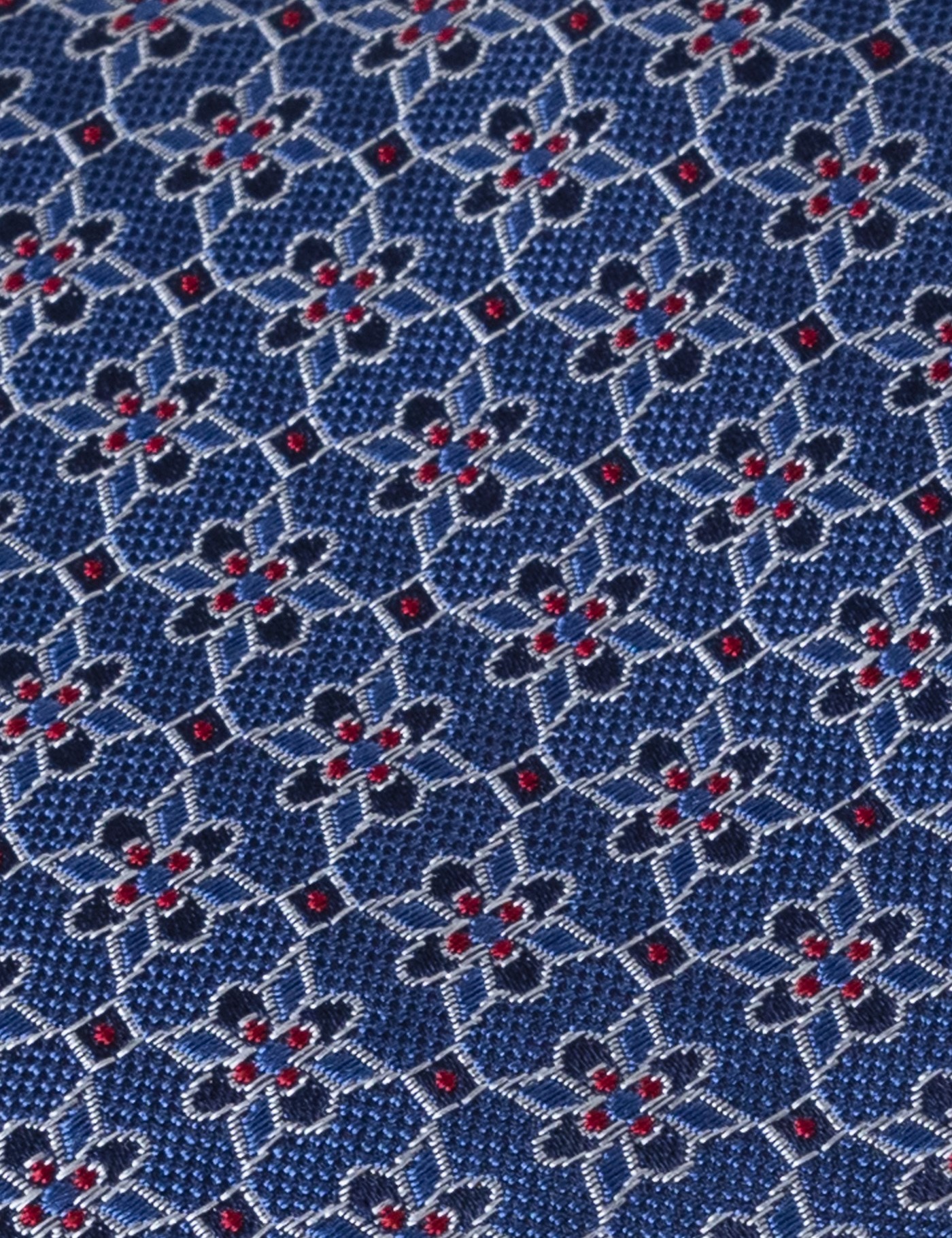 Men's Mid Blue Geometric Floral Print Tie - 100% Silk | Hawes & Curtis