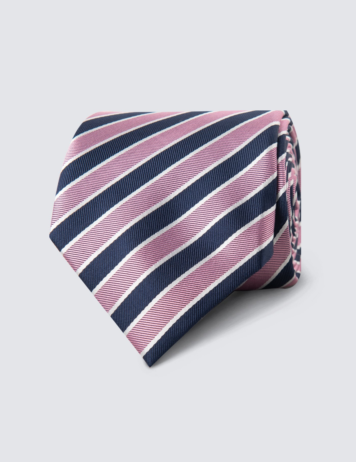 Men's Navy & Light Pink Club Stripe Tie 100 Silk Hawes & Curtis