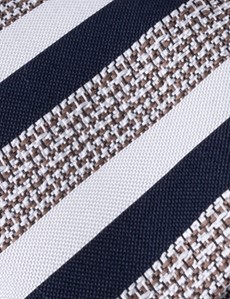 Krawatte – Seide – Standardbreite – schwarz braun College Streifen