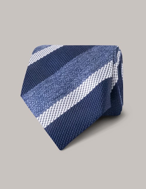 Krawatte – Wolle-Mix – Standardbreite – blau College-Streifen