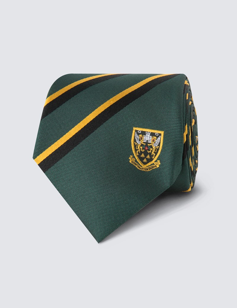 Men S Green Black Gold Northampton Saints Club Stripe Tie 100