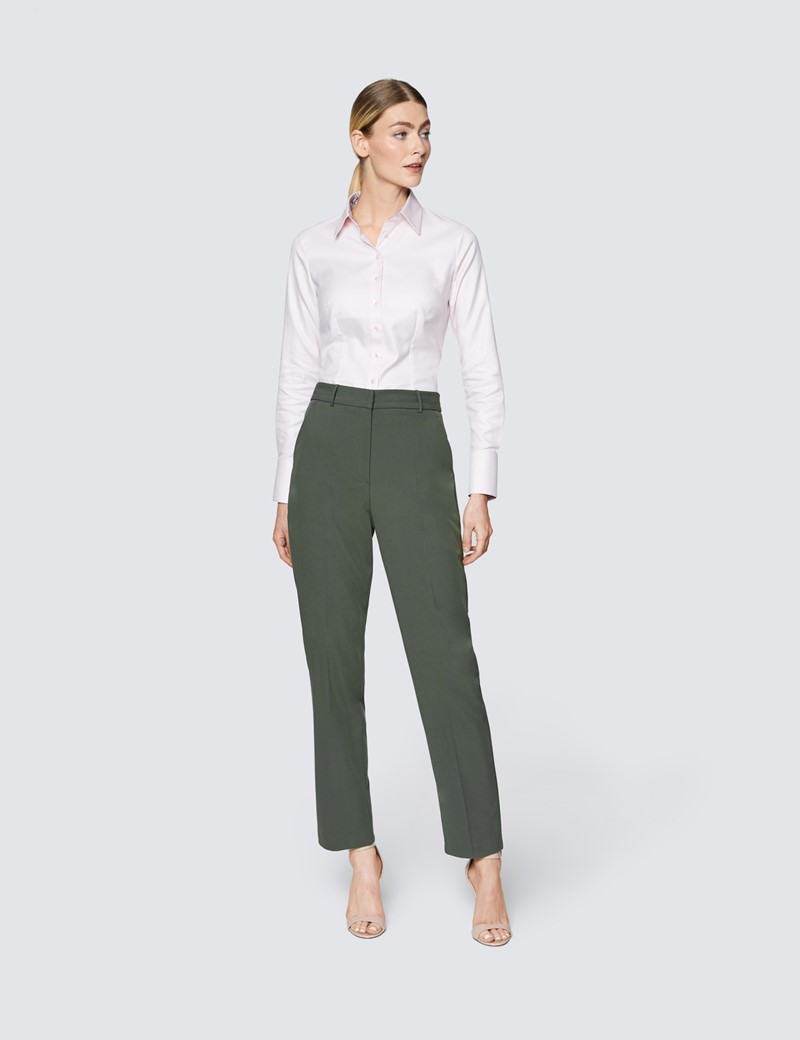 Women's Olive Slim Fit Suit Trouser