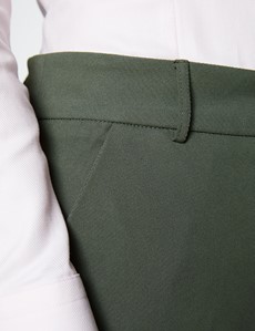 Women's Olive Slim Fit Suit Trouser