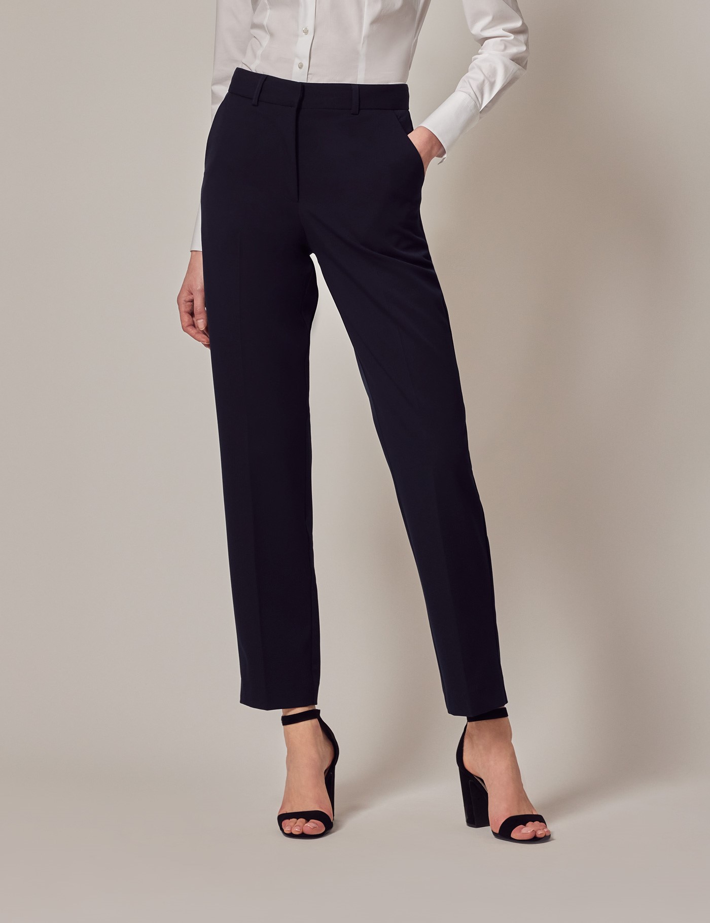 Women’s Navy Twill Trousers | Hawes & Curtis