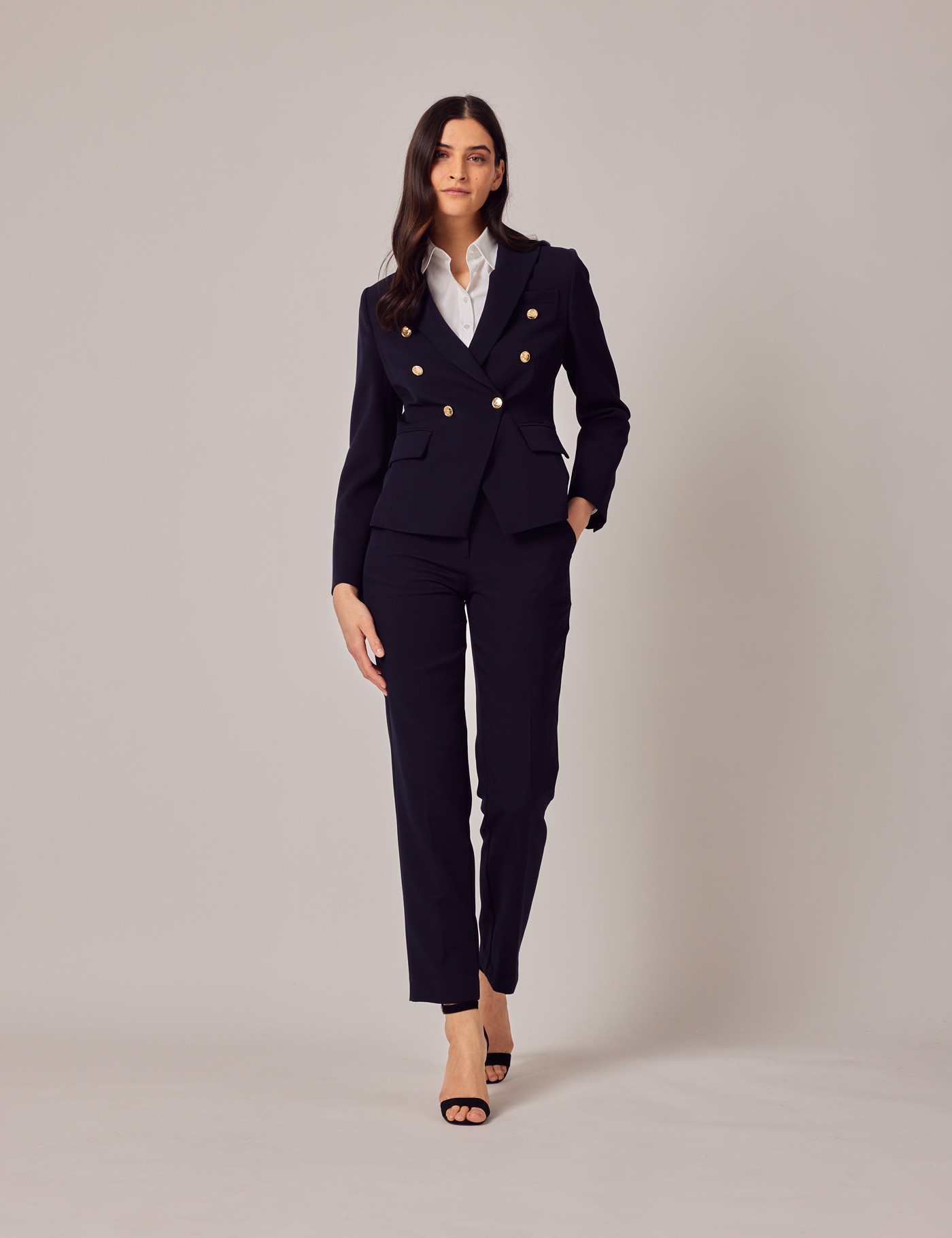 JacketPants Women Business Suits Fashion Navy Blue Two Button Female  Office Uniform Ladies Formal