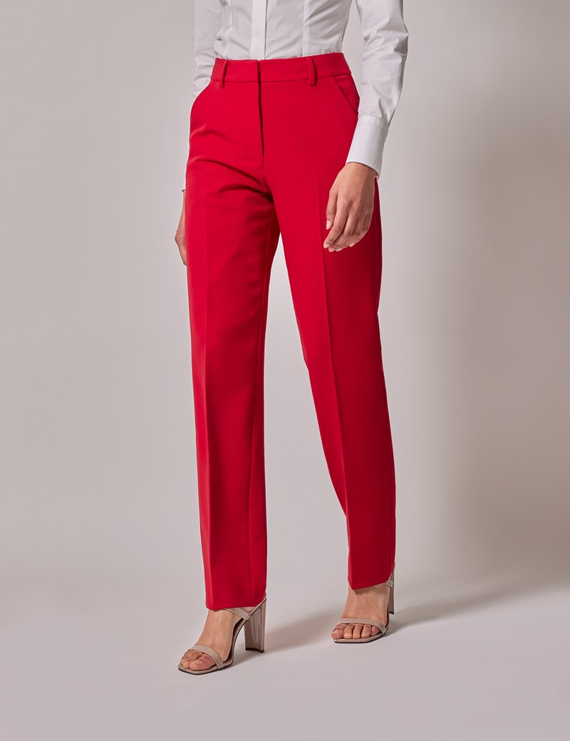 Women’s Red Tailored Trousers | Hawes and Curtis