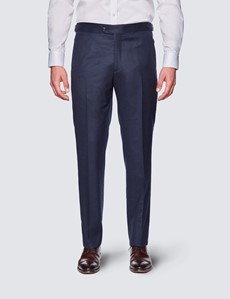 Men's Navy Check Slim Fit Flannel Trousers - 1913 Collection