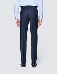 Men's Blue & Purple Prince Of Wales Check Tailored Fit Italian Suit Trousers - 1913 Collection