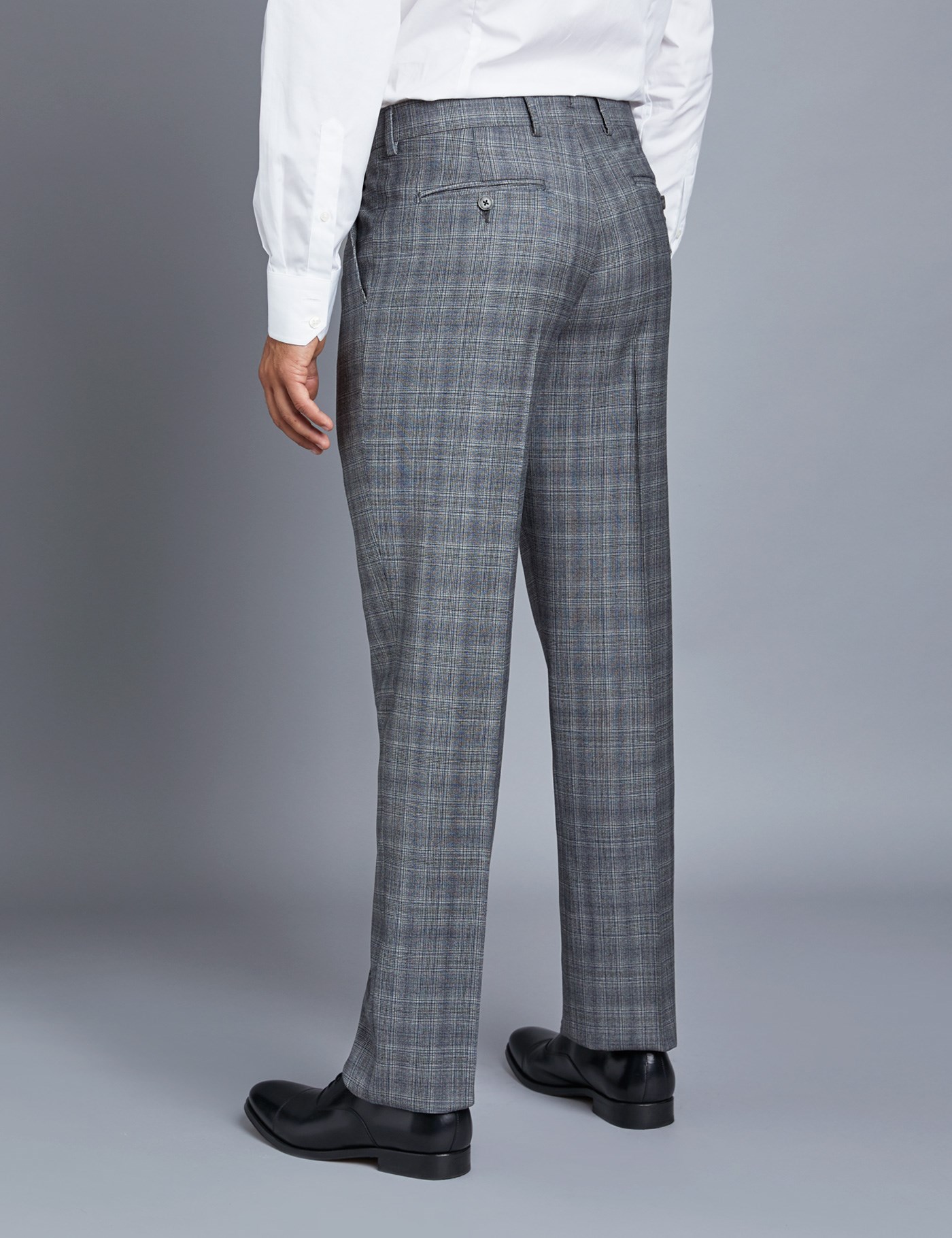 Men’s Grey Check Tailored Fit Italian Suit Trousers - 1913 Collection ...