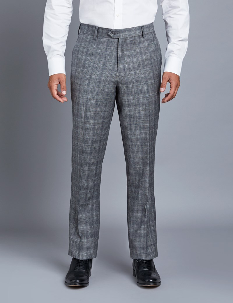 Men’s Grey Plaid Tailored Fit Italian Suit Pants - 1913 Collection ...