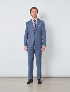 Men's Blue Prince Of Wales Check Tailored Fit Italian Suit Trousers - 1913 Collection