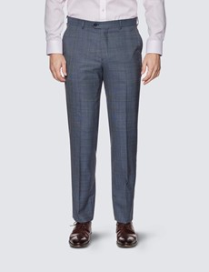 Men's Grey Prince Of Wales Check Tailored Fit Suit Trousers - 1913 Collection