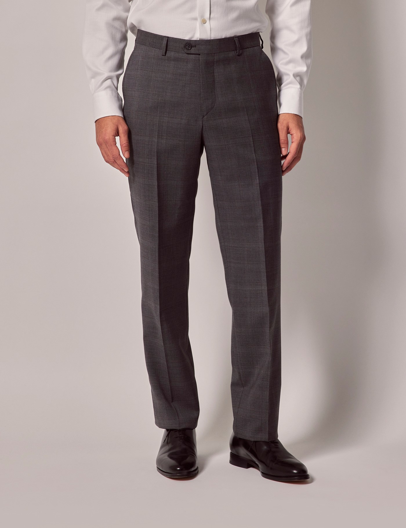 & Tailored Fit Dark Grey Prince Wales Check 1913 Suit Trousers 44"