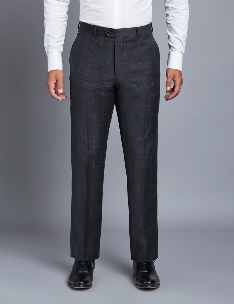 Men’s Navy & Blue Plaid Tailored Fit Italian Suit Pants - 1913 ...