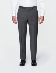 Men's Dark Grey Tonal Check Tailored Fit Italian Suit Trousers - 1913 Collection