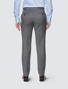 Men's Grey Tonal Check Slim Fit Suit Trousers