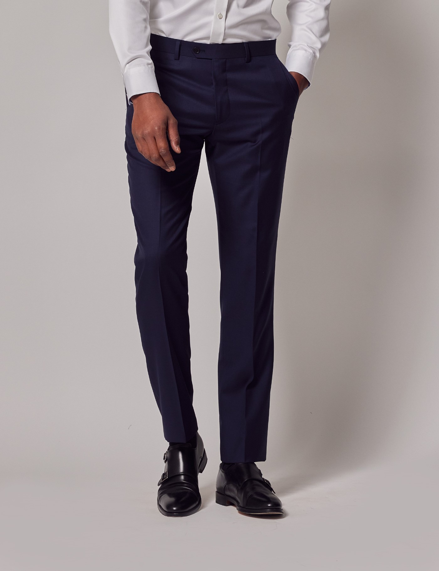 Slim Fit Suit Pants - Navy blue - Men
