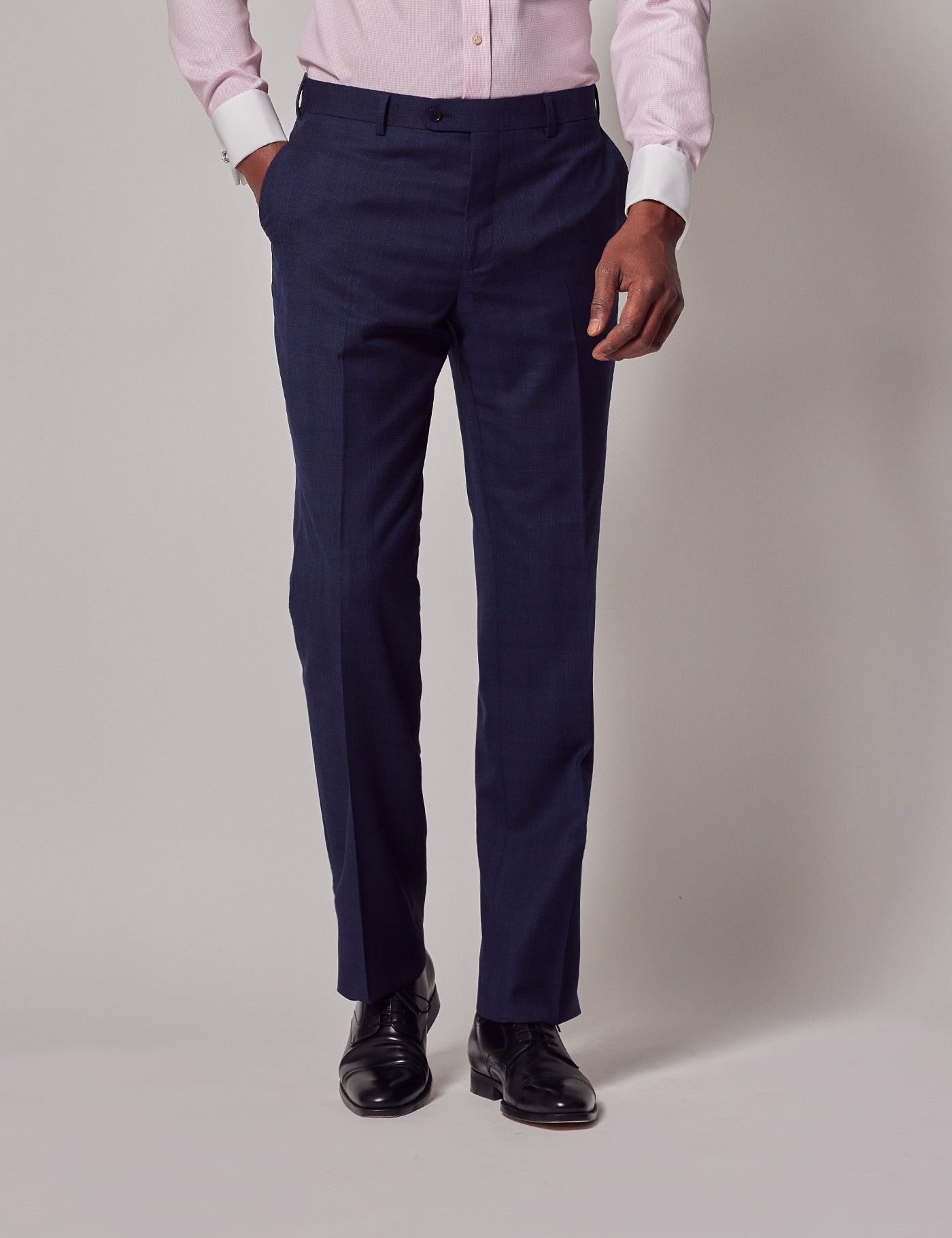 Men's Navy & Red Prince of Wales Check Classic Suit Trousers