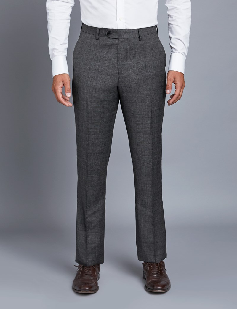 Men's Grey & Brown Prince of Wales Check Extra Slim Fit Suit Trousers ...