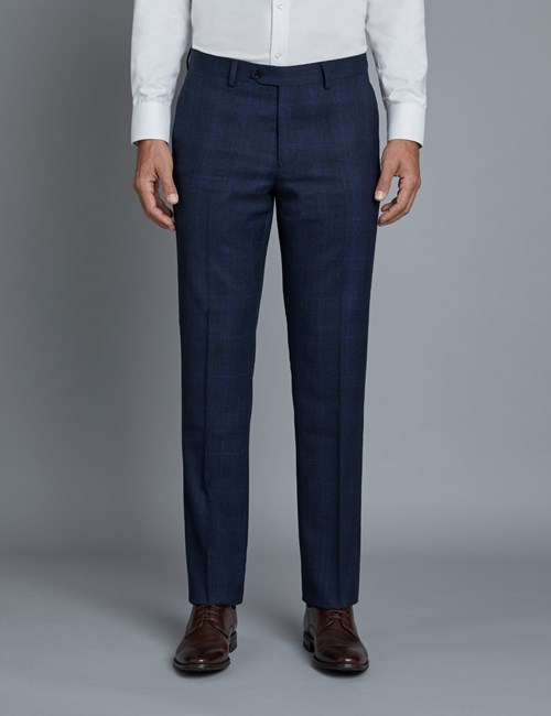 navy blue plaid pants mens