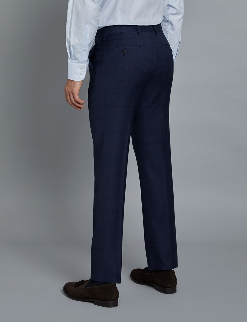 Men's Navy and Red Prince of Wales Plaid Slim Fit Suit Pants | Hawes ...