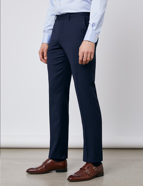 Men's Navy Tonal Check Slim Fit Suit | Hawes & Curtis