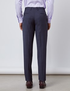 Men's Navy & Brown Windowpane Check Classic Fit Suit Trousers