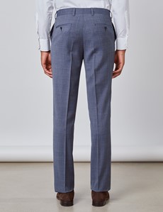 Men's Blue Tonal Check Slim Fit Suit Trousers