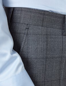 Men's Grey Tonal Check Slim Fit Suit Trousers