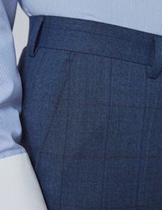 Men's Blue Check Slim Fit Suit Trousers