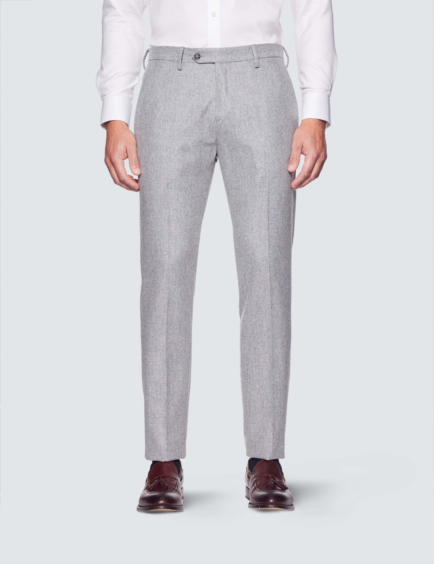 MEN'S LT GREY SOLID TAPERED FIT TROUSER – JDC Store Online Shopping