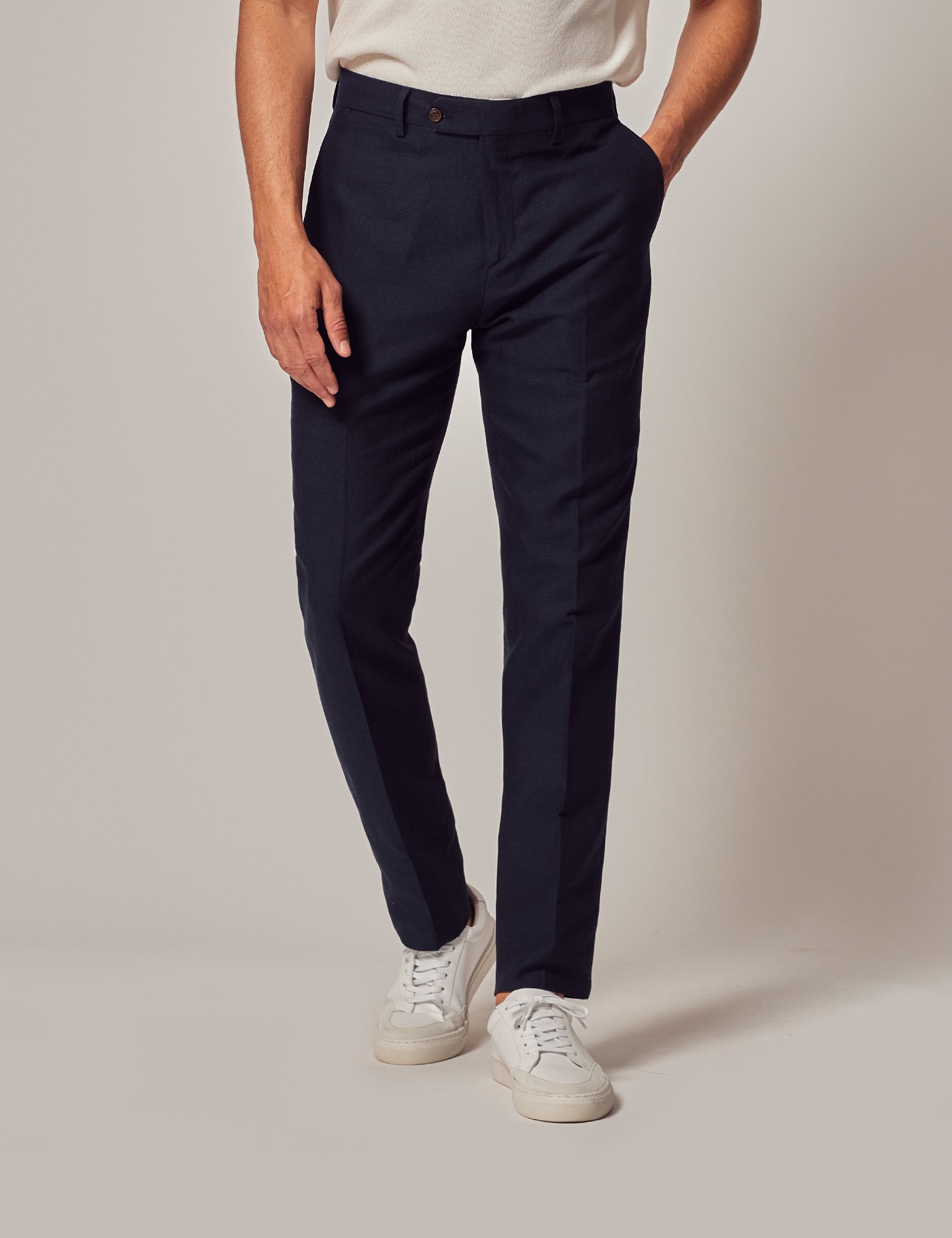 & Italian Cotton Linen Slim Hemmed Trousers 1913 Collection 42 33"