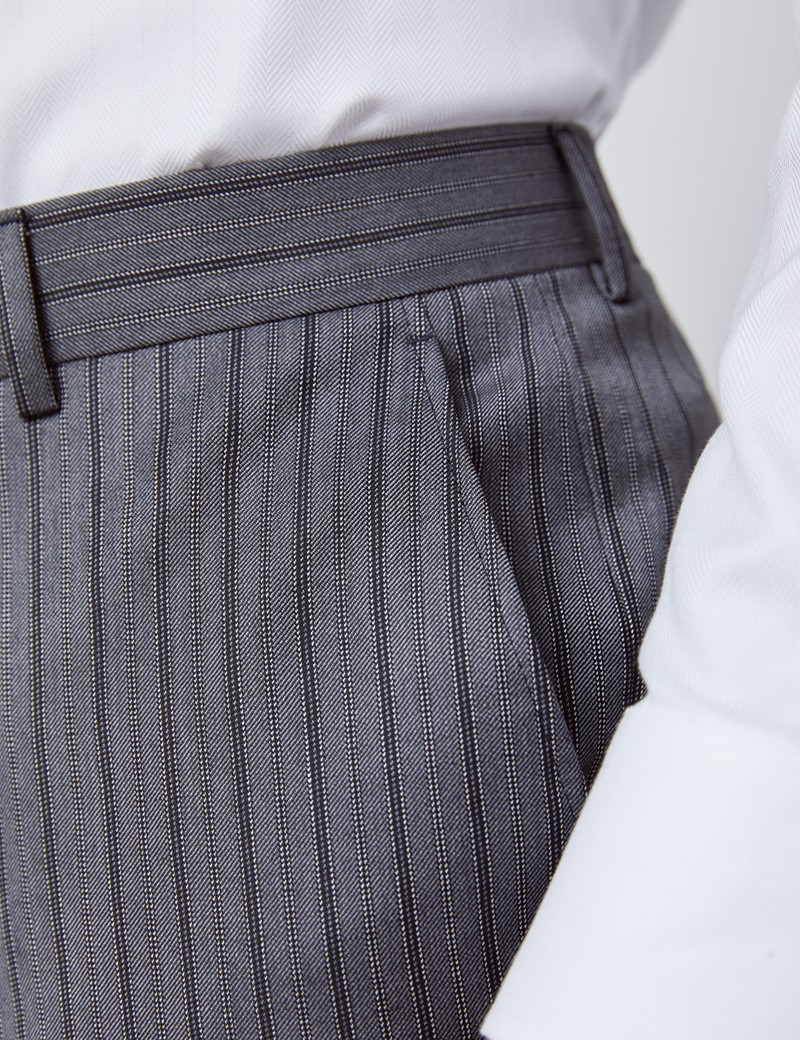 mens grey trousers with black stripe