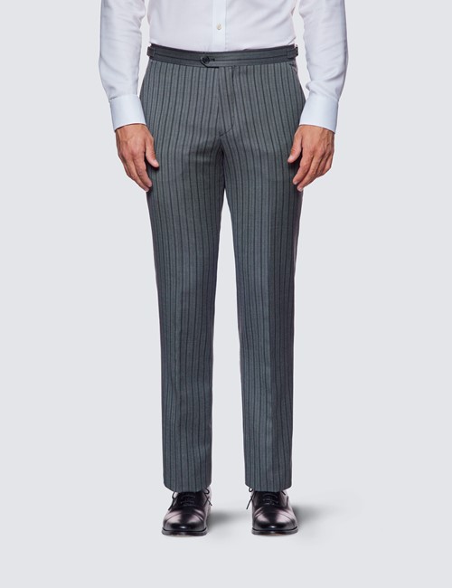 Men's Grey Striped Italian Wool Morning Suit Trousers – 1913 Collection 