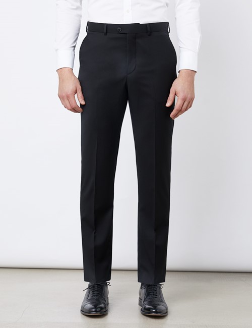 Anzughose - Tailored Fit - schwarz - 100s Wolle - Ungesäumt