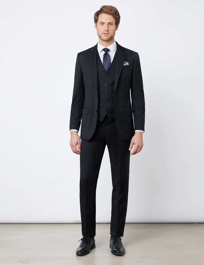Men's Black Tailored Fit Italian Suit Trousers - 1913 Collection