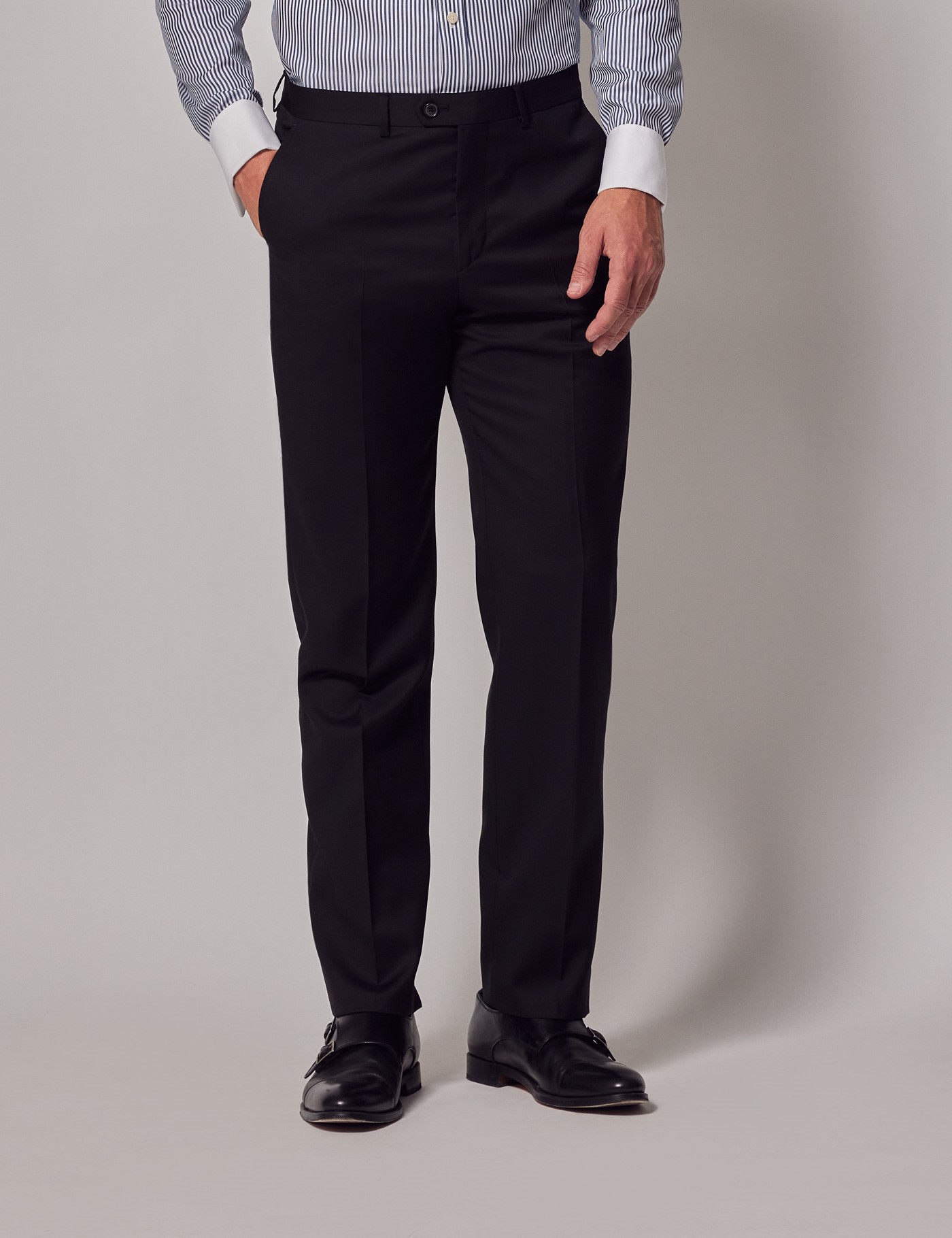 Men's Black Italian Wool Tailored Fit Suit Pants – 1913 Collection ...